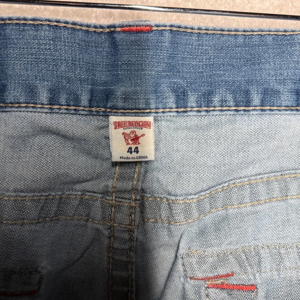 True Religion Men's 44 Straight Distressed Denim Shorts Horseshoe Jorts Blue